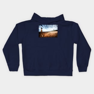 Spurn Point Lighthouses Dramatic Sky Kids Hoodie